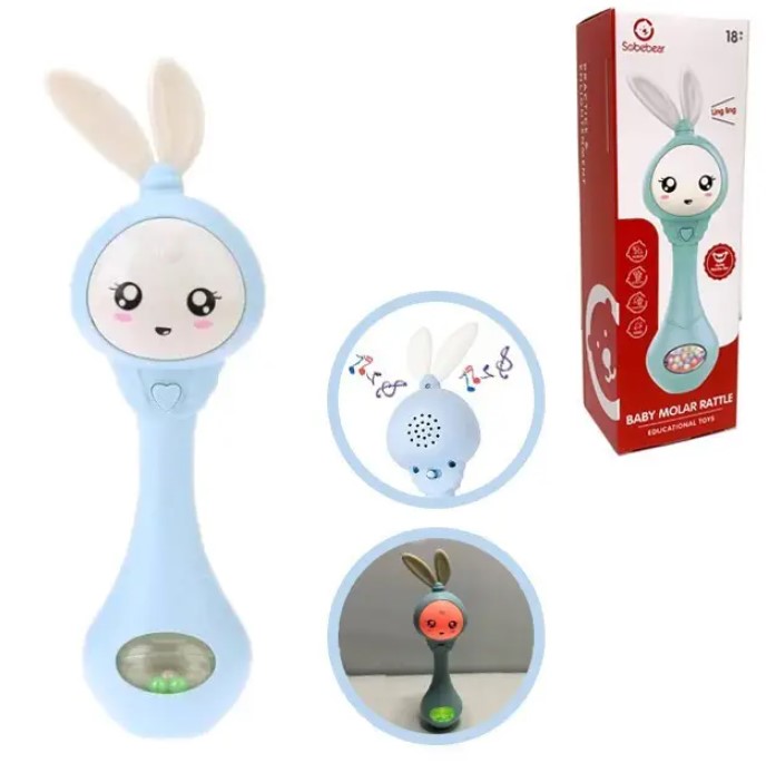 Игрушка-погремушка музыкальная развивающая "Зайчик" Sobebear