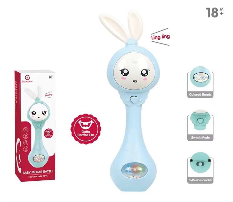 Игрушка-погремушка музыкальная развивающая "Зайчик" Sobebear