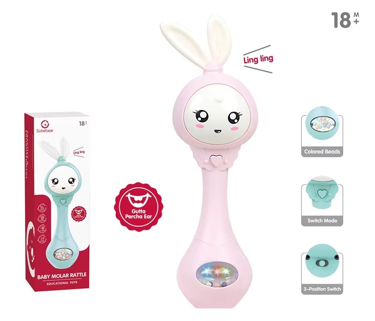 Игрушка-погремушка музыкальная развивающая "Зайчик" Sobebear
