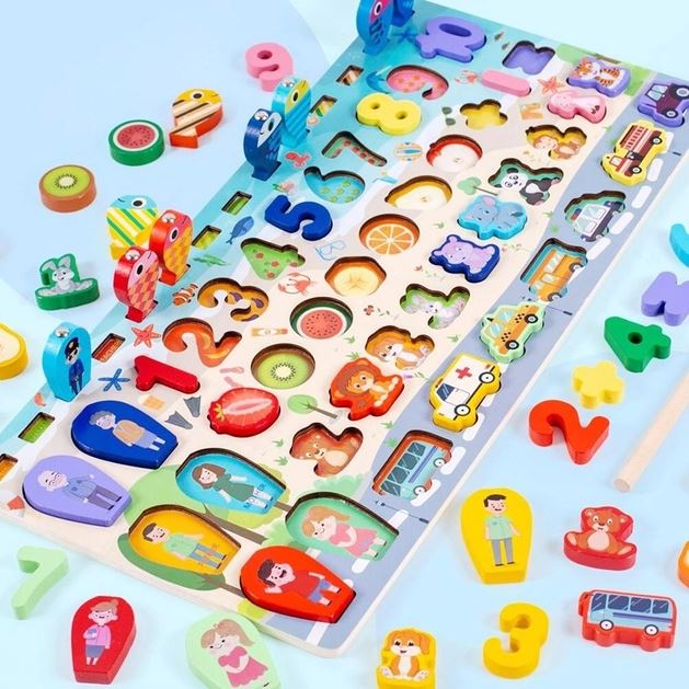 Развивающая большая игра сортер цифры, рыбалка "WToys"