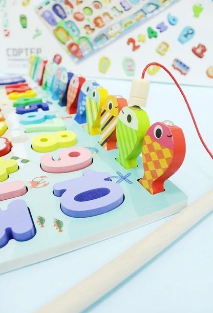 Развивающая большая игра сортер цифры, рыбалка "WToys"
